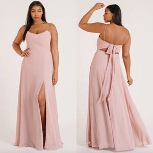 NWT Jenny Yoo BHLDN blush pink whipped apricot Kiara tie slit bridesmaids dress